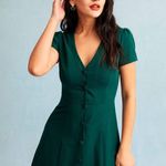 Rihoas Dark Green V Neck Button Photo 0