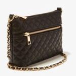 Forever 21 Black quilted faux leather crossbody bag with gold details Photo 0