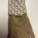 Michael Kors  Logo Monogram Camel Off White MK Knit Gloves Photo 4