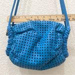 Rare Vintage BRIO! Blue Perforated Genuine Leather Barrel Shoulder Crossbody Bag Photo 5