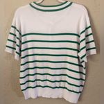 Pretty Garden Striped Short Sleeve Cardigan Sweater Green White Pearl Buttons L Size L Photo 11