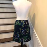 Tory Burch Navy Emerald & Black Pencil Skirt with Oversized Floral Pattern Sz 2 Photo 3