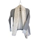 Anthropologie Saturday Sunday Ambrose Knit Jacket Size XS Gray Faux Fur Photo 2