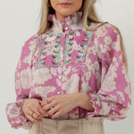 Antik Batik Peony Floral Blouse Women’s Large (42) Pink Photo 0