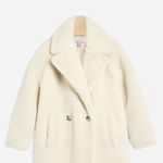 Topshop Cream Off White Teddy Faux Fur Oversized Winter Borg Coat Size 12 Large Photo 7