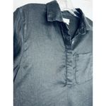 Garnet Hill  Black Linen Button Front Long Sleeve Tunic Shirt size small pocket Photo 4