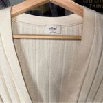 Wilfred Aritzia Plunge Front Ribbed Merino Wool Cardigan Cream Womens Small EUC Photo 5