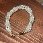 Vintage Faux Pearl Bracelet Napier 3 Strings White Photo 2
