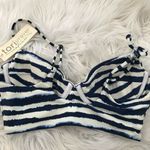 Tori Praver Swimwear Tori Praver Seafoam Navy Blue White Tie Dye Longline Bikini Swim Suit Top M new Photo 97