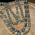 Faux Gray & White Pearl Long Necklace Photo 6