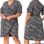 Leota NWT Women’s Faux Wrap Knit Knee Length Dress Black Floral Print Size 3X Photo 1