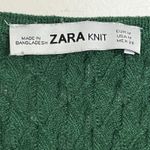 ZARA Green Knit Tank Top Textured Pattern With Front Buttons Size Medium Photo 3