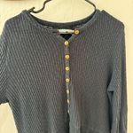 Free People  Beach Black Blossom Cotton Ribbed Henley Mini Dress Long Sleeve XS Photo 5