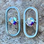 Handcrafted earrings with AB Swarovski crystal Silver Photo 0