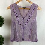 Covona Lavender Suede Leather Crochet Burton Close Sleeveless Vest L Purple Size L Photo 1