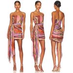 Elliatt Nala Strapless Ruched Mini Dress with Side Sash Multi Women's Size M Photo 1