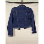 Tahari NWT  Dark Wash Denim Cropped Jacket Raw Hem Gold Buttons Size XS Photo 7