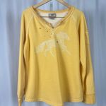 Artisans XL Art Horse Hearts Slit V Neck Crewneck Sweater Sweatshirt Animals Yellow Photo 0