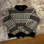 Vintage Dreamers Houndstooth Striped Pullover Crewneck Sweater S/M Multi Photo 0