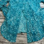 Lucy Love Women's Tunic Length Paisley Blouse Teal Turquoise White L LG Large Photo 7