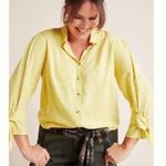 Maeve Anthropologie Yellow Blithe Button Up Tie Accent Blouse Top Size 4 Photo 12