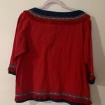 Victoria Jones  Woman Red and Navy Embroidered Blouse Photo 6