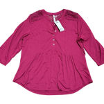 Ny Collection Womens Plus Size 1X Red Lace Yoke Henley Tunic Top Shirt Babydoll Photo 0