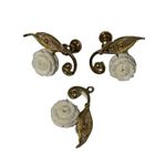MCM Sorrento 12k Gold White Flower Screw Back Earrings & Pendent Vintage Set Photo 1