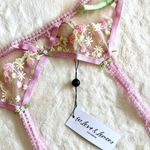 For Love & Lemons NWT Tutti Frutti Shimmer Pink Floral Garter Belt - Small Photo 3