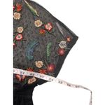 ZARA  BASIC‎ COLLECTION top M black sheer mesh embroidered babydoll shirt floral Photo 4