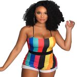 Women Rainbow Strapless Suspenders Romper Multiple Size M Photo 0