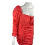 Muy Muy Womens Orange Ruched Drawstring Side Bodycon Dress / Small Photo 1