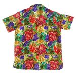 Vintage 90s Saks Fifth Avenue Silk Floral Shirt Bright Tropical Button Up Medium Red Size L Photo 9