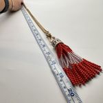Stella & Dot Retired Coral Red Gold Beaded Brio Tassel Necklace Long Photo 6