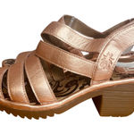 Fly London  Woze Leather Slingback Sandals Sz 38W Block Heel Rose Gold‎ Pink Photo 0