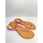 GBG Los Angeles T Strap Sandals Size 6 Pink‎ Gold Logo Ankle Strap Pink Photo 2