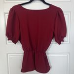 Everly  Red Short Sleeve V Neck Faux Wrap Blouse Size Small Photo 2