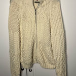 Carraig Donn Irish Wool Cableknit Aran full zip Sweater White Size M Photo 0