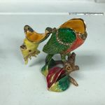 PARAKEET BEJEWELED TRINKET BOX WITH‎ AUSTRIAN CRYSTALS & figurine w/ glass body Gold Photo 4
