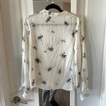 ALC Frank 1100 ALC Ty Floral Print Silk Top Size 6 Color White Black Photo 4