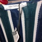 ZARA  Trafaluc vertical Black green white Ribbed Long Sleeve Dress, Medium New. Photo 2