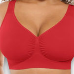 Feelingirl Seamless No Underwire Full Coverage Bra Red Size undefined Photo 0