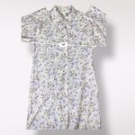 H&M  Floral Cotton Button-Up Midi Shirt Dress Size S Purple‎ Cream Photo 4