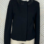 Diane Von Furstenberg  Marc‎ Leather Trim Blazer Jacket Black Size 10 Photo 0