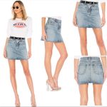 AGOLDE Palladium Hi Rise Denim Jean Western Mini Skirt: Renewal Blue Raw Hem Photo 4