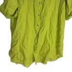 100% Linen Tunic Shirt dress Large Lime Sequin Pockets Raw Hem Made in Italy Green Photo 2