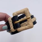 Vintage 80s 90s Milor Braided Stitch Leather Belt Black Ivory Size Medium Large Photo 2