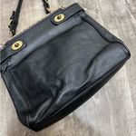 Talbots  Black Snakeskin Double Turn Lock Leather Satchel Bag Photo 5