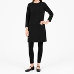 Everlane Black Cotton Scuba Knit Tunic Dress Size Medium 3/4 Sleeve Minimalist Photo 10