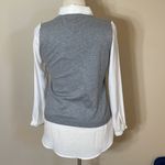 Adrianna Papell 2 in 1 layered vest & collared minimalist Office work shirt Photo 2